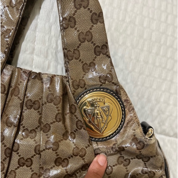 VINTAGE GUCCI GG crystal canvas small Hysteria hobo - Picture 9 of 14